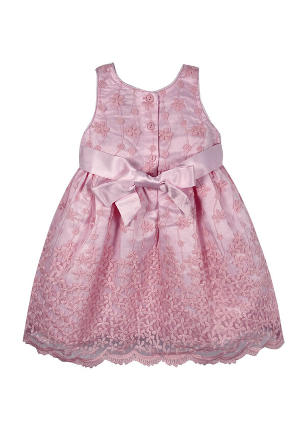 Mini Pink Baby Toddler Girls Pink Embroidered Organza Layered Party Dress - Image 3