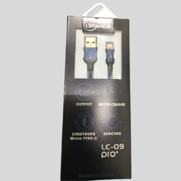 Leopard Cable Lightning Iphone Fast Charger 3.0 A / 1200mm