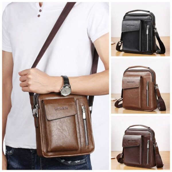 MEN BAG CASUAL SHOULDER BAG VINTAGE CROSSBODY BAGS PU LEATHER - Image 5