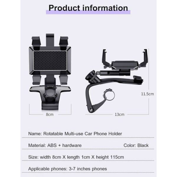 BMK Car Mobile Phone Holder Car Dashboard Phone Holder 360 Degree - Image 9