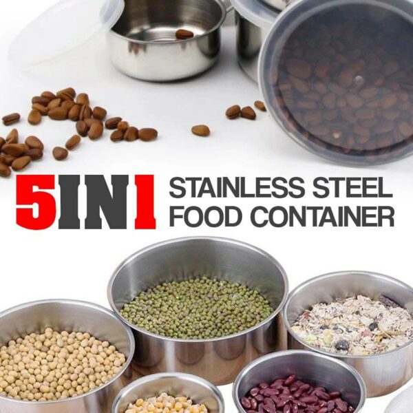 5 IN 1 STAINLESS STEEL FOOD CONTAINER - Image 2