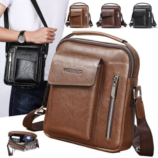 MEN BAG CASUAL SHOULDER BAG VINTAGE CROSSBODY BAGS PU LEATHER - Image 8