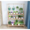 BMK Pot Rack / Flower Solid Wooden Shelf with Hanging Pot Rack