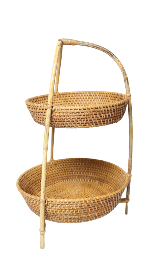 Rak bumbu rotan bundar turun daun
