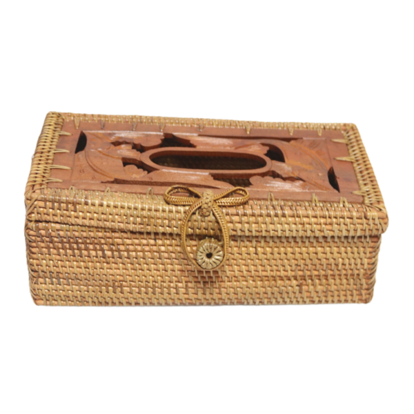 Tempat tisu anyam kayu ukir