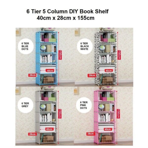 BMK 6 Tier 5 Column DIY Book Shelf