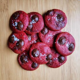 Red Velvet Sea Salt Callebaut Choc Chip Cookies 200g