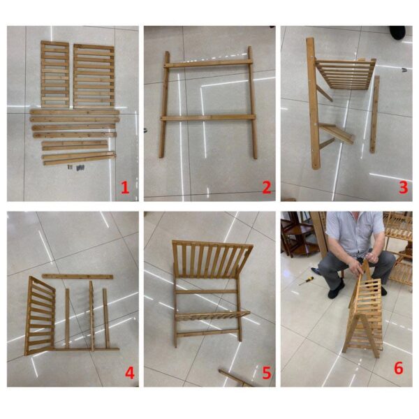 BMK Foldable 2 Tier Bamboo Wood Pot Display - Image 3