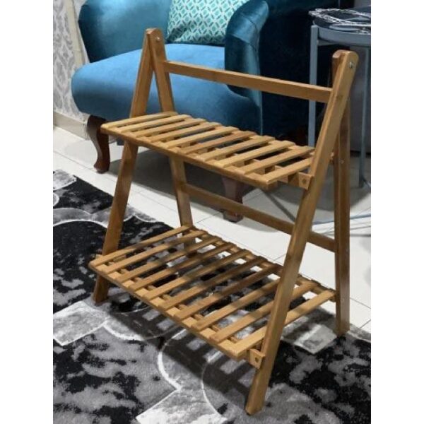BMK Foldable 2 Tier Bamboo Wood Pot Display - Image 5