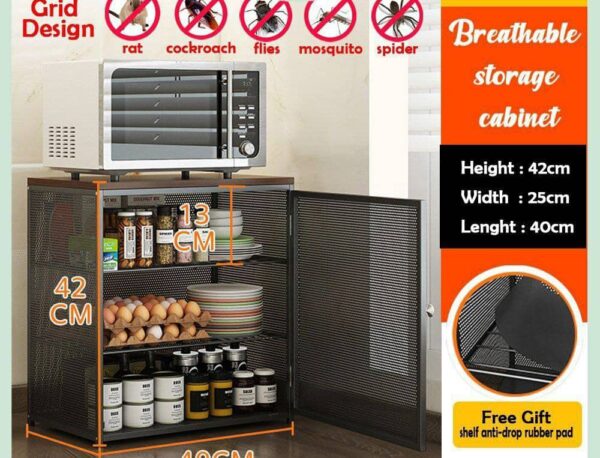 BMK Multipurpose Cabinet Cupboard Household Kitchen Storage Cabinet - BLACK - Image 3