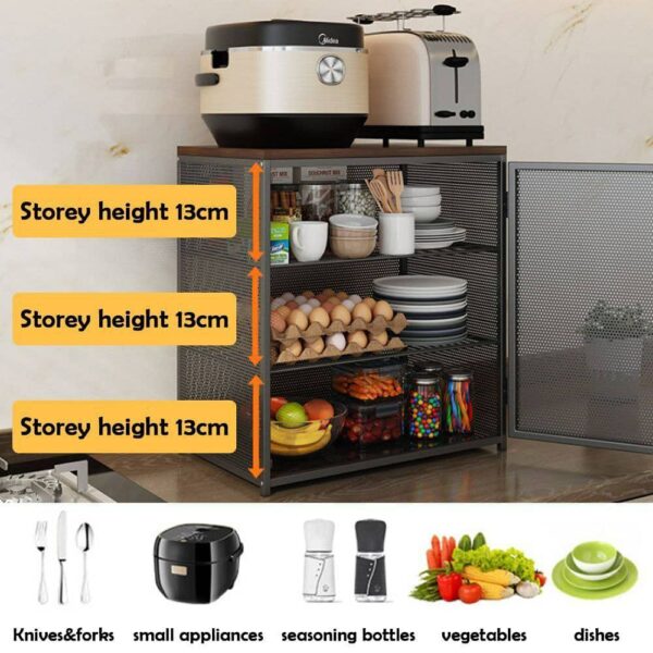 BMK Multipurpose Cabinet Cupboard Household Kitchen Storage Cabinet - BLACK