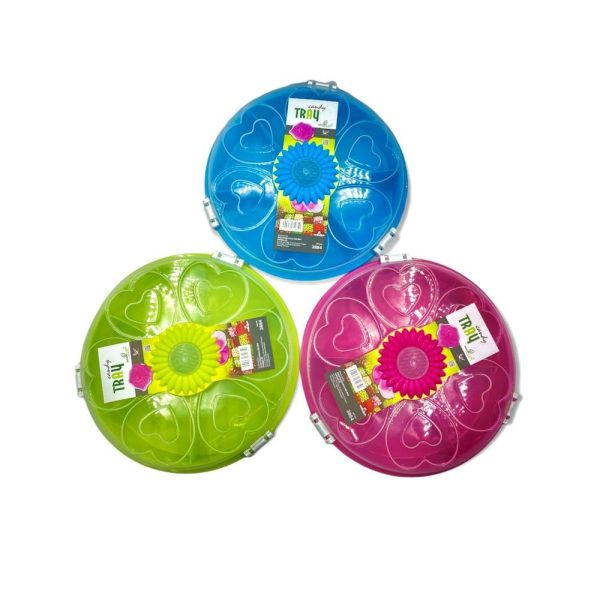 Multi-Grid Dried Food Storage Snack Dried Fruits Storage Box Candy Tray Mini Goods Compartments with Lid and Seal Bekas Kuih Raya - Image 3
