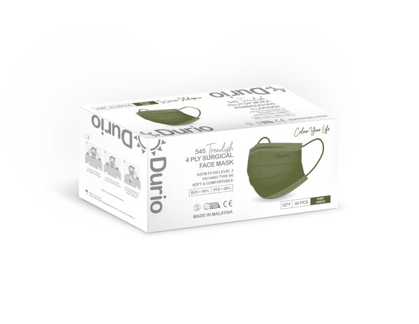 DURIO 545 TRENDISH 4PLY SURGICAL FACE MASK - ARMY GREEN - Image 2