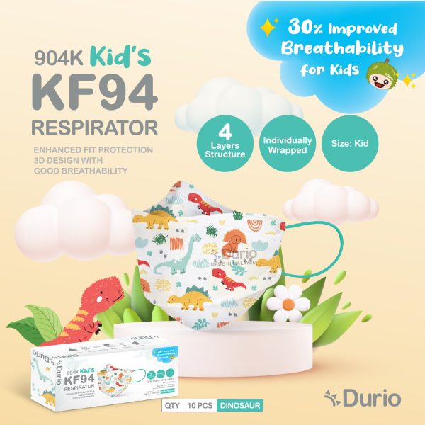 DURIO 904K KIDS KF94 RESPIRATOR 10s - DINOSAUR