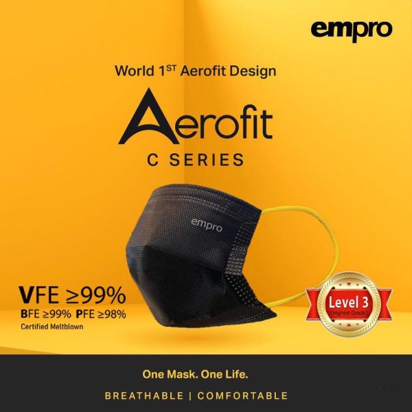 EMPRO Aerofit C Series - Surgical face mask MS31-3P (3 PLY) - Black