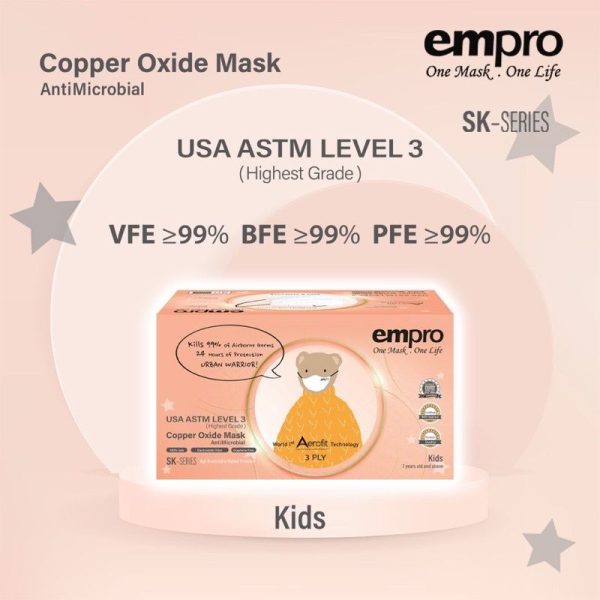 EMPRO COPPER OXIDE KIDS & SLIM FACE MASK [ Anti-Microbial ] SK-SERIES - KILL 99% OF AIRBORNE GERMS