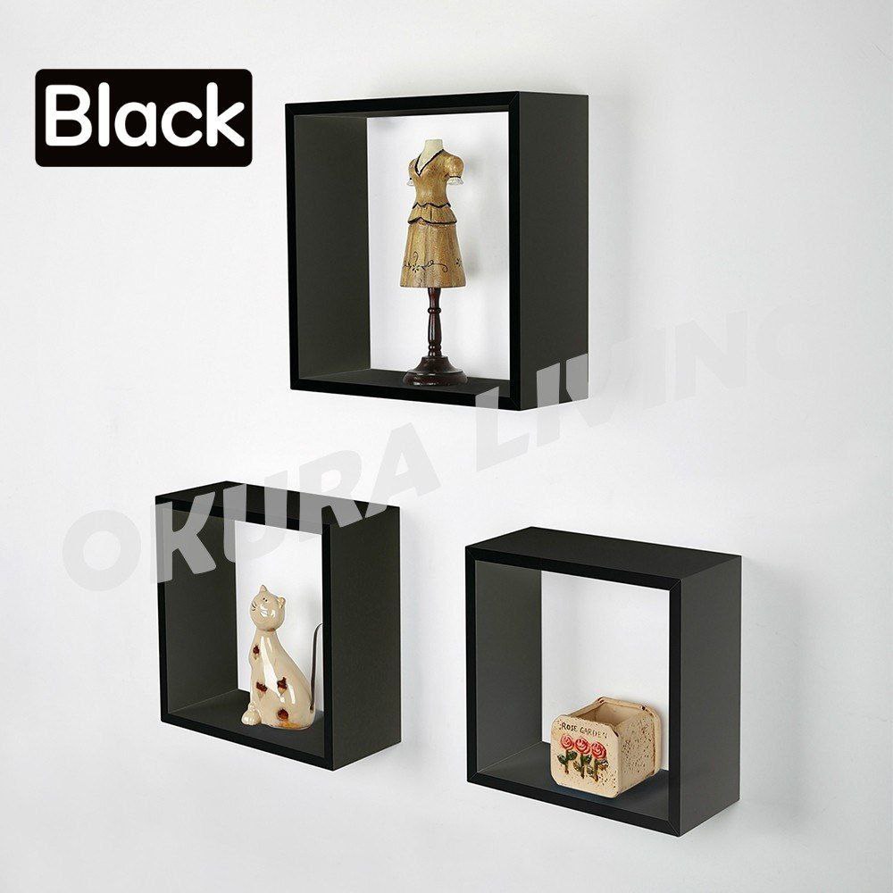 BMK 3 in 1 Square Cube Wall Shelf Rack Decoration
