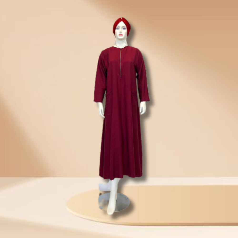 JUBAH CRINKLE MAROON
