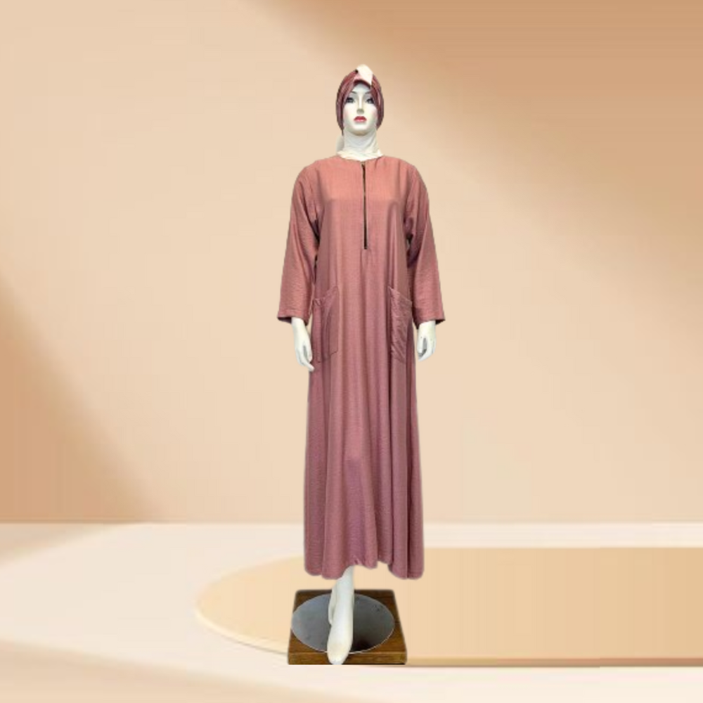 JUBAH CRINKLE PINK BELACAN