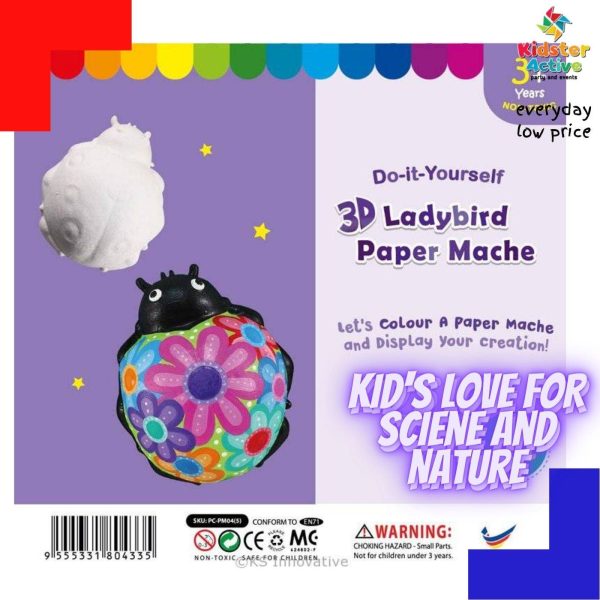 3D Animal Paper Mache Painting Kit LadyBird